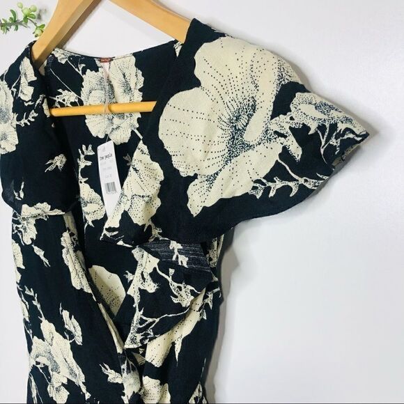 Free People French Quarter Floral Black Wrap Dress - Picture 3 of 15